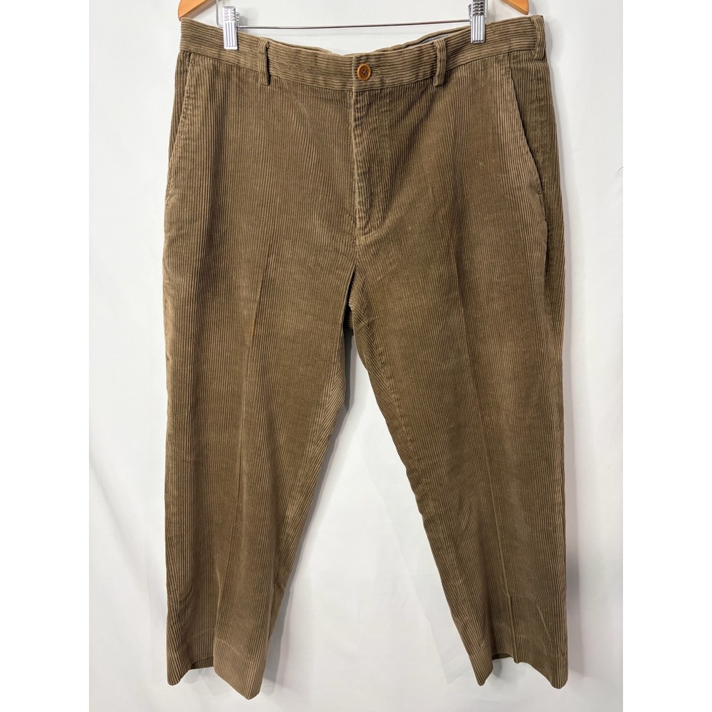 Brooks Brothers Clark Corduroy Pants Mens 40x32 Khaki Tan Wide Wale Stretch